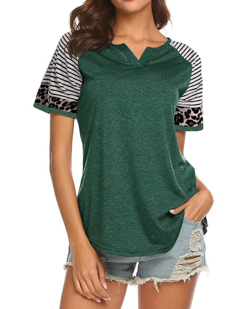 Women's Summer V Neck Raglan Short Sleeve Shirts Casual Blouses Baseball Tshirts Top Y-green $13.23 T-Shirts